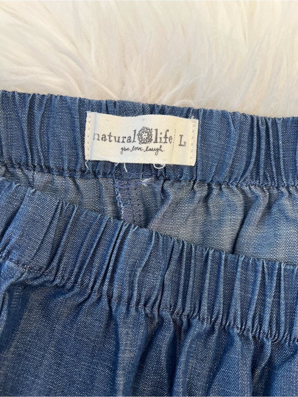 NATURAL LIFE Blue Tiered Wide-Leg Pants - Picture 4 of 4